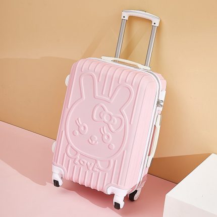 20-inch heart-shaped cartoon cat mother-and-child trolley suitcase with universal wheels and combination lock for travel and carry-on.
