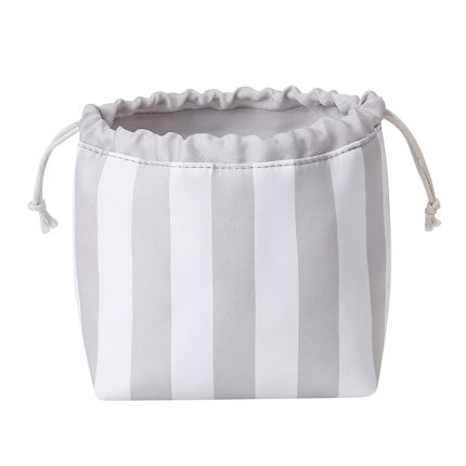 Striped color-blocked drawstring cosmetic bag, large capacity, portable, travel toiletry organizer