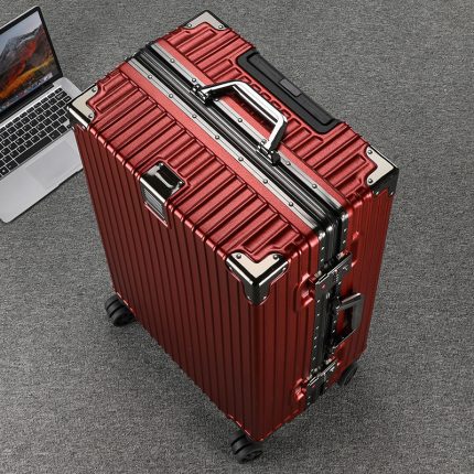 28-inch stylish male student aluminum frame trolley case, sturdy irregular-shaped frame luggage