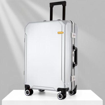 26-inch aluminum frame trolley travel suitcase with combination lock, PC universal wheels, zipper, and detachable wheels